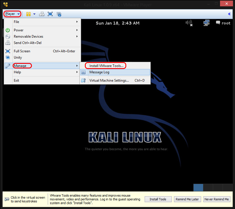 install vmware tools on kali rolling